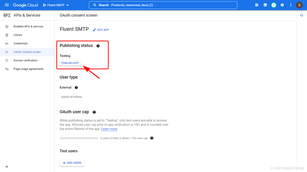 smtp publish OAuth APP